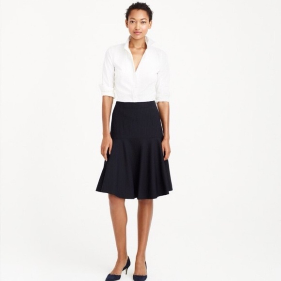 J. Crew Dresses & Skirts - J. Crew Navy Blue Flare Suit Skirt in Super 120s Wool
